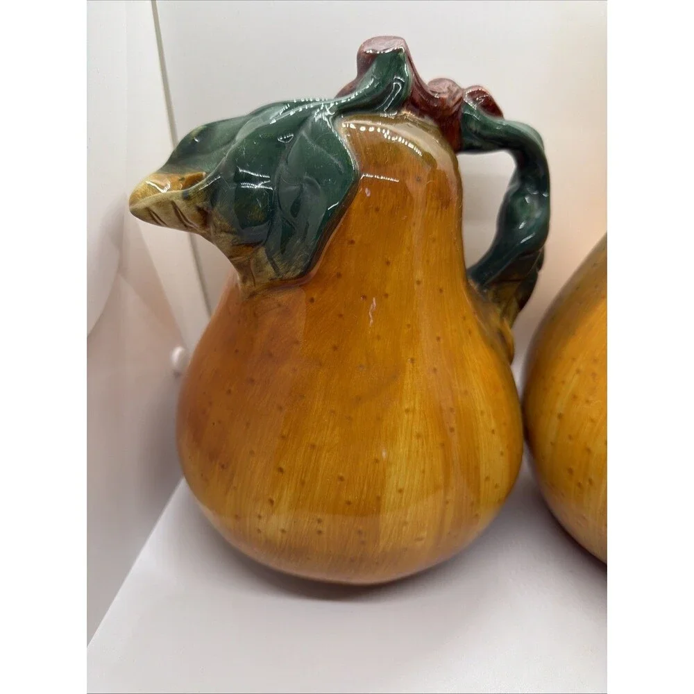 Sakura Sonoma Pear Cookie Jar  And Pitcher– Vintage Hand-Painted Ceramic Fruit